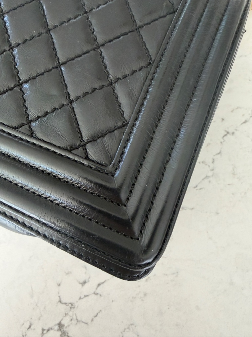Chanel Small Boy Bag Black Quilted Calfskin Antique Gold Hardware Crossbody - Picture 11 of 16